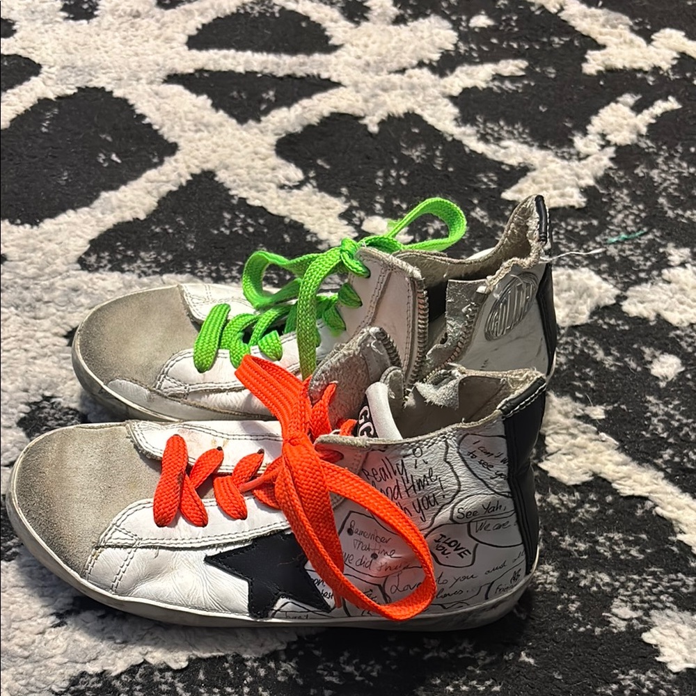 Kids Stylish Sneakers with Green and Orange Laces